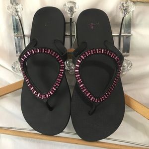 Sanuk Slippers “Ibiza Monaco”  w/ Pink Rhinestones